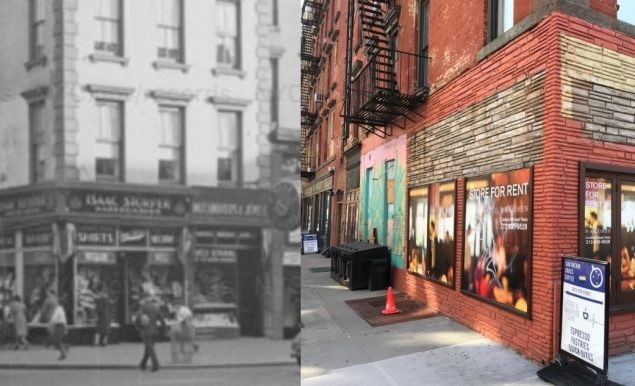 Exterior view of the windows and doors of the Landmark building in Manhattan's East Village before renovation.