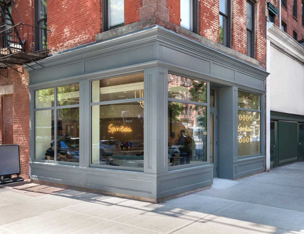 Exterior view of the newly renovated storefront of the Landmark building in Manhattan's East Village.