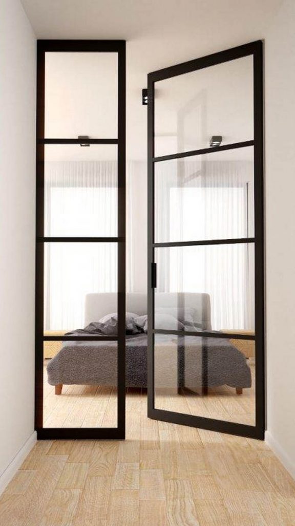 Hinged Interior Door
with fixed Panel, black colour